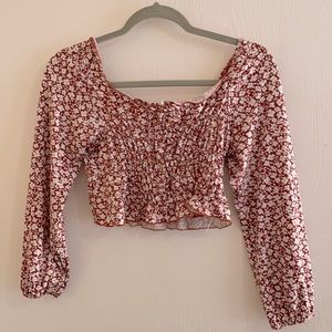 Floral long sleeve crop top